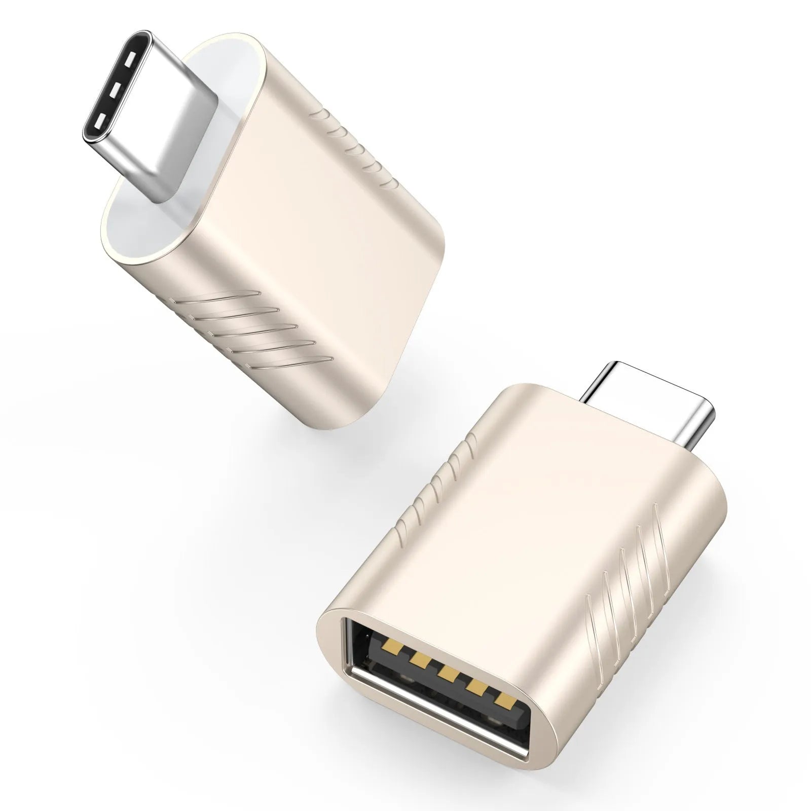 USB-C to USB-A adapter converter with zinc alloy shell in metallic finish