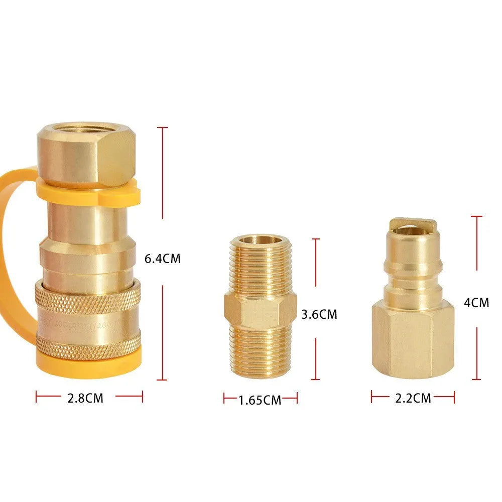 Brass gas propane conversion charging connector with 3/8 inch threads