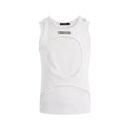 Men's black sleeveless waistcoat with hollow thread texture and round neck collar