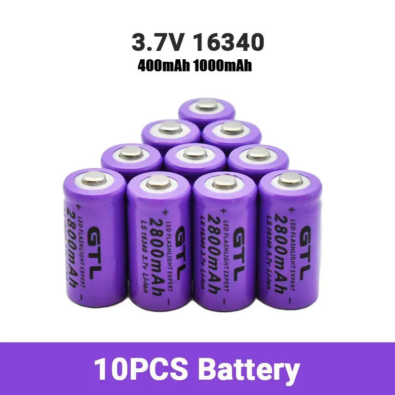 16340 lithium battery 3.7V 1000mAh for laser aiming instruments and CR123A torches with charger