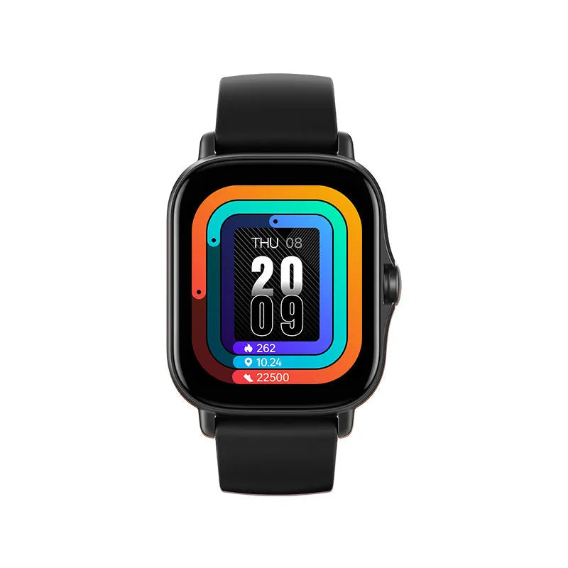 GT20 smart watch with black alloy case and silicone strap showing touch screen