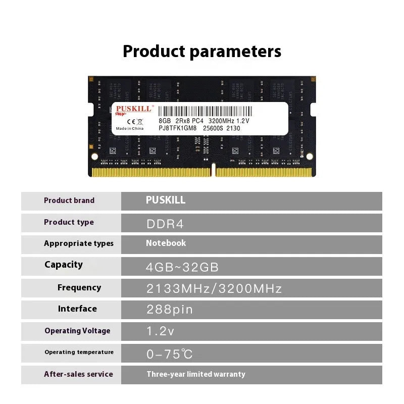 16GB DDR4 laptop memory module with 260-pin connector for notebook computer upgrades