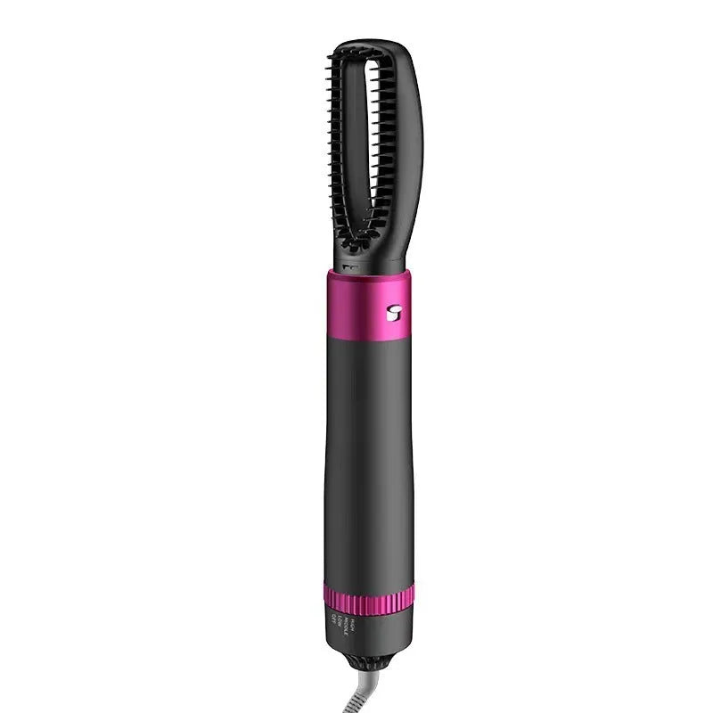 Dyson grey 5-in-1 hair dryer styling brush with interchangeable brush heads on white background