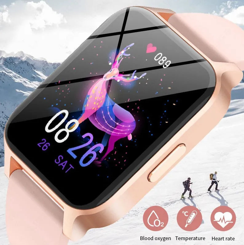Smart health detection watch with TFT color screen showing heart rate and blood oxygen data on wrist