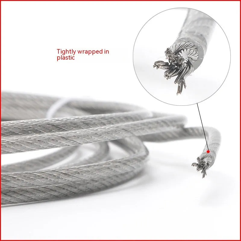 304 stainless steel invisible anti-theft wire rope showing double twist construction and diameter options
