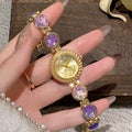 Women's quartz watch with 25mm round dial in six colour options showing zinc alloy case