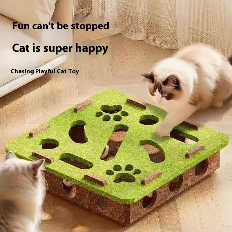 Felt cat scratching box toy measuring 30cm square with 7.5cm height in green brown, camel white, or gray colour