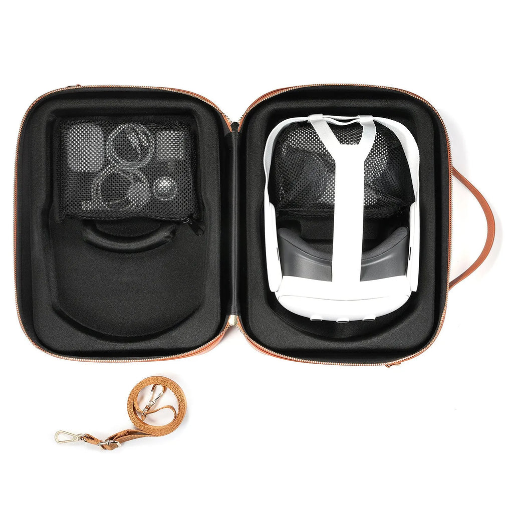 Vision Pro MR headset storage box in black Superfiber material showing interior dimensions