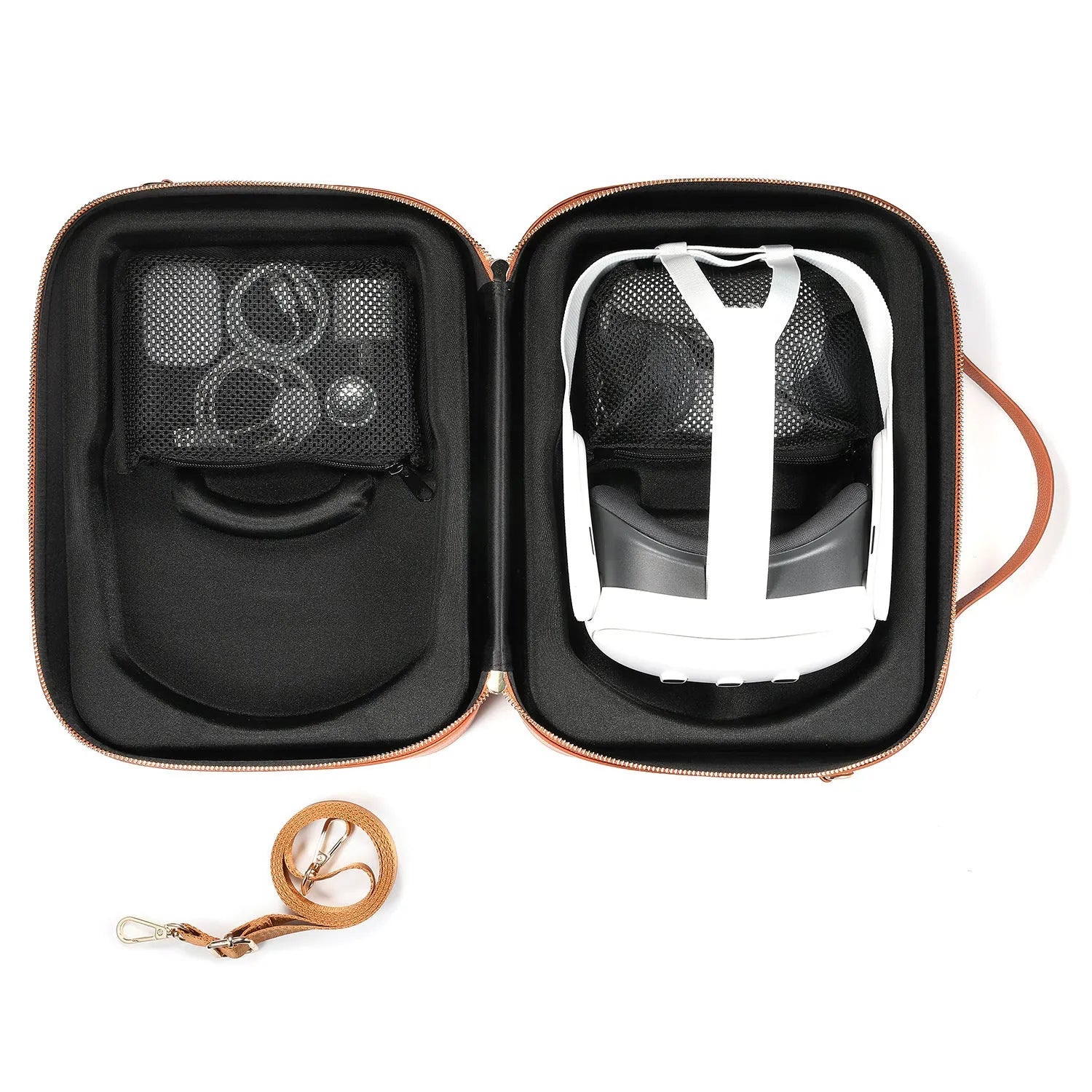 Vision Pro MR headset storage box in black Superfiber material showing interior dimensions