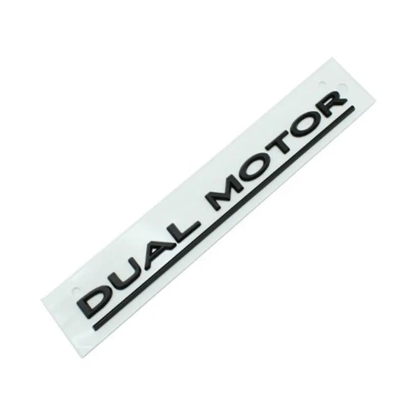 Tesla Model 3 rear bumper performance letter sticker in matte black with red stripe, measuring 19cm by 3cm.