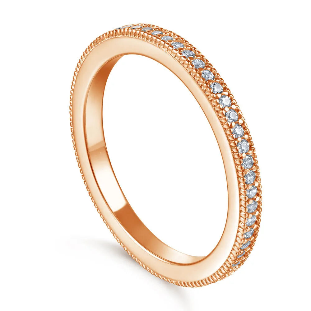 S925 sterling silver micro-inlaid zircon ring geometric style white gold colour women