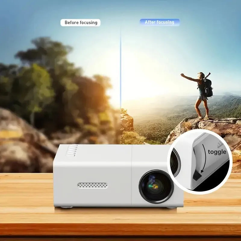 M100 Mini LED Home Projector in black or white colour with remote control and cables