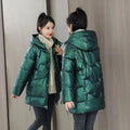 Women's loose thick hooded winter jacket in down cotton fabric available in four colours