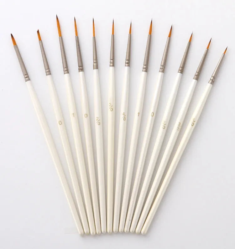 Set of 12 fluorescent brush-tip art markers in a solid wood pen holder for watercolour and acrylic painting.
