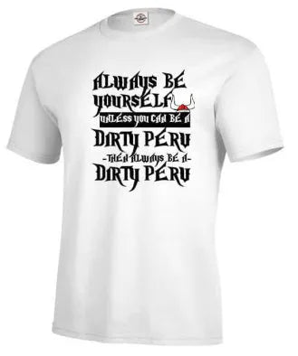 Men's white printed short sleeve t-shirt on a hanger, straight fit casual style