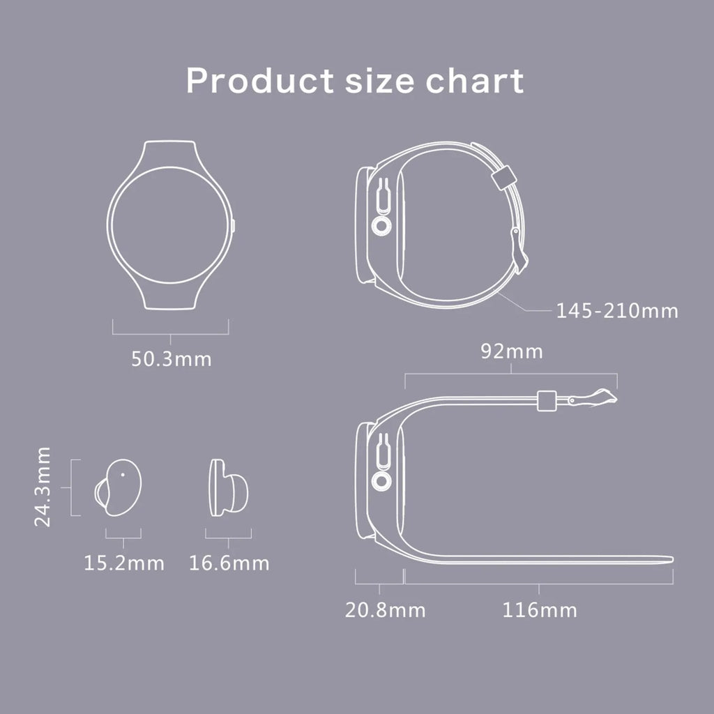 Black detachable smartwatch and Bluetooth headset combo showing fitness tracker bracelet and wireless earphones.