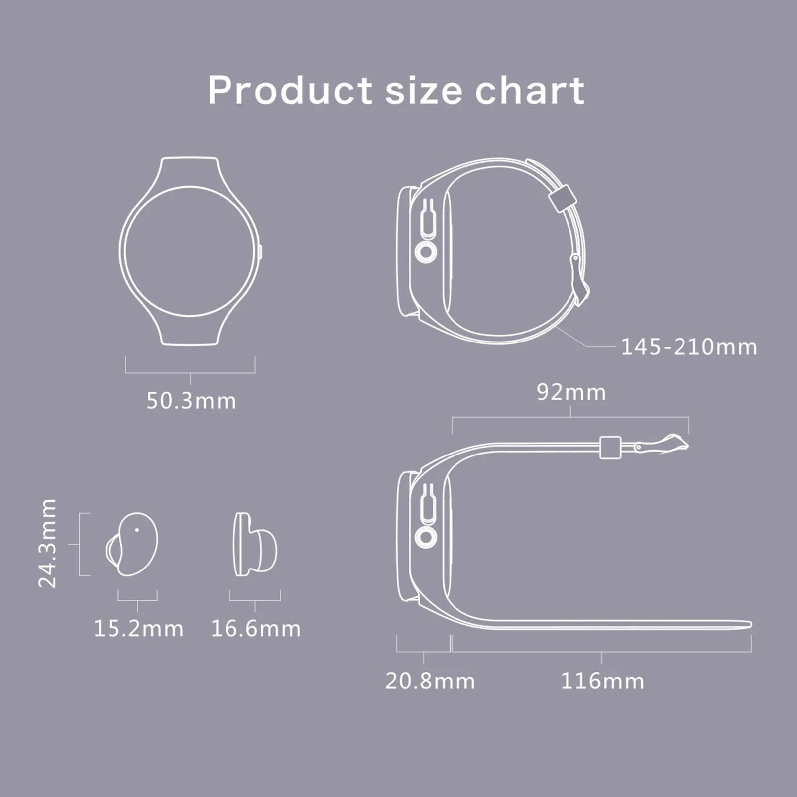 Black detachable smartwatch and Bluetooth headset combo showing fitness tracker bracelet and wireless earphones.