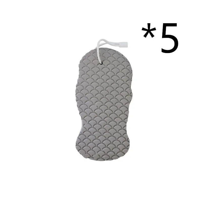 3D white bath sponge with fish scale pattern for gentle body exfoliation.