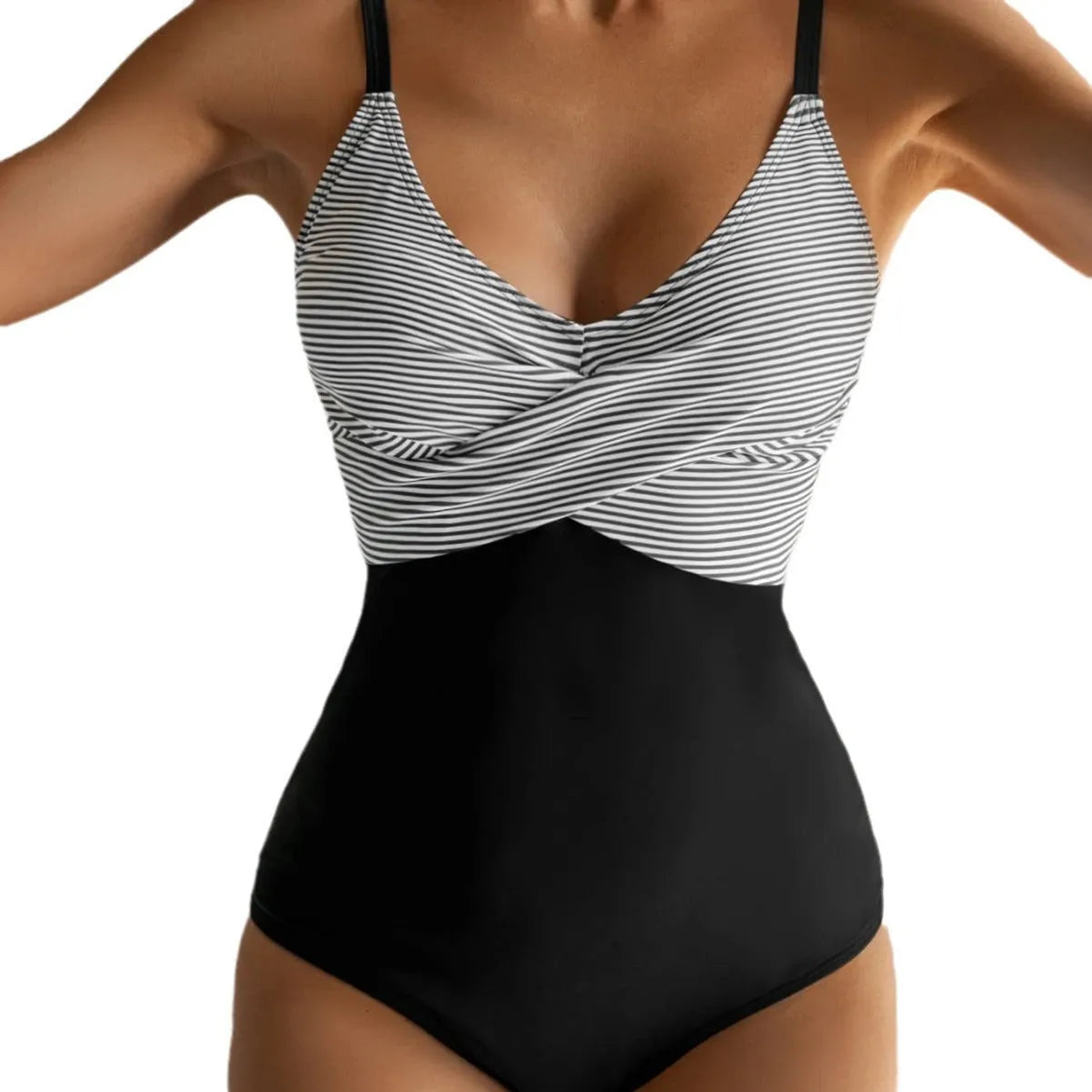 Women's printed split lace-up gather backless fashion bikini swimsuit in polyester fabric