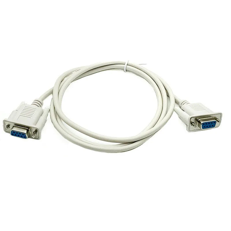Female to female DB9 RS232 serial cable 1.5 metres long milky white colour