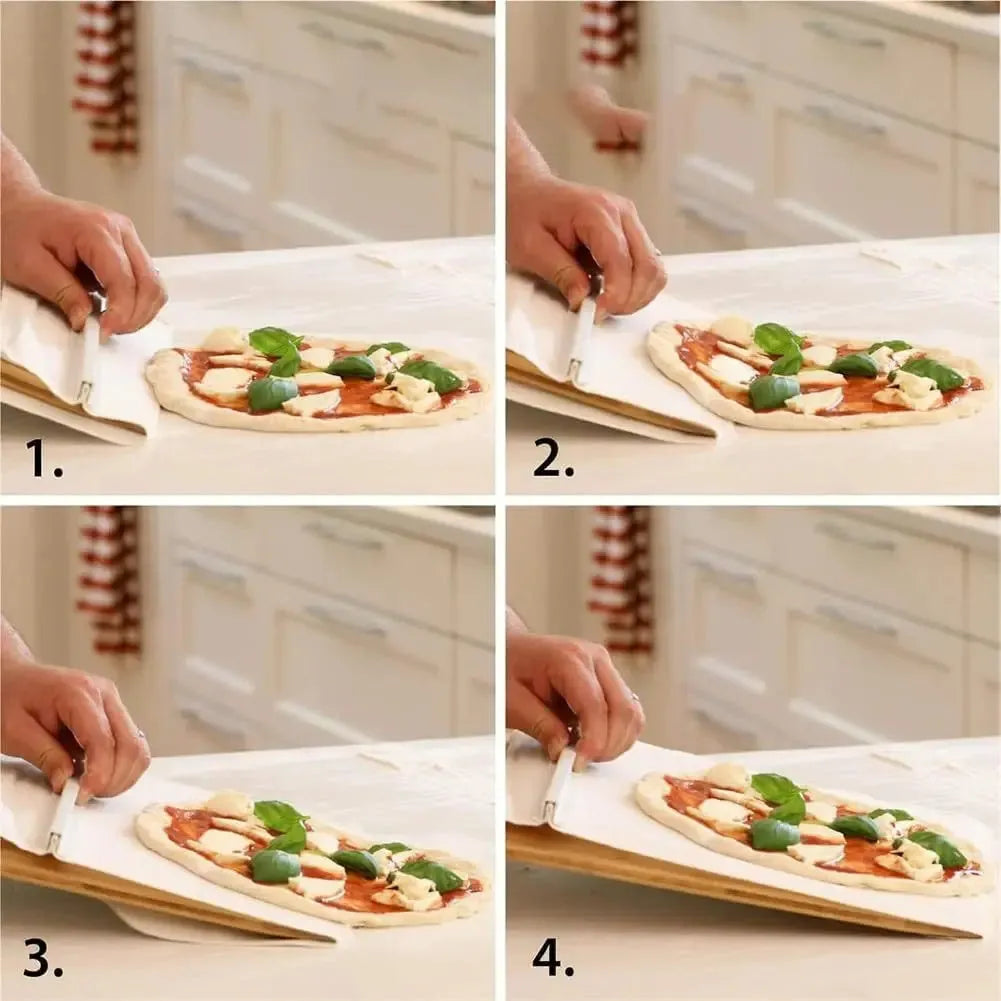 Sliding pizza transfer shovel and cutting board 55 by 35 cm food grade PP non-stick surface
