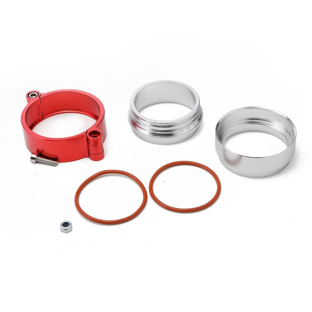 Aluminium turbo exhaust clamp for 2-3 inch downpipes in black, blue or red colours