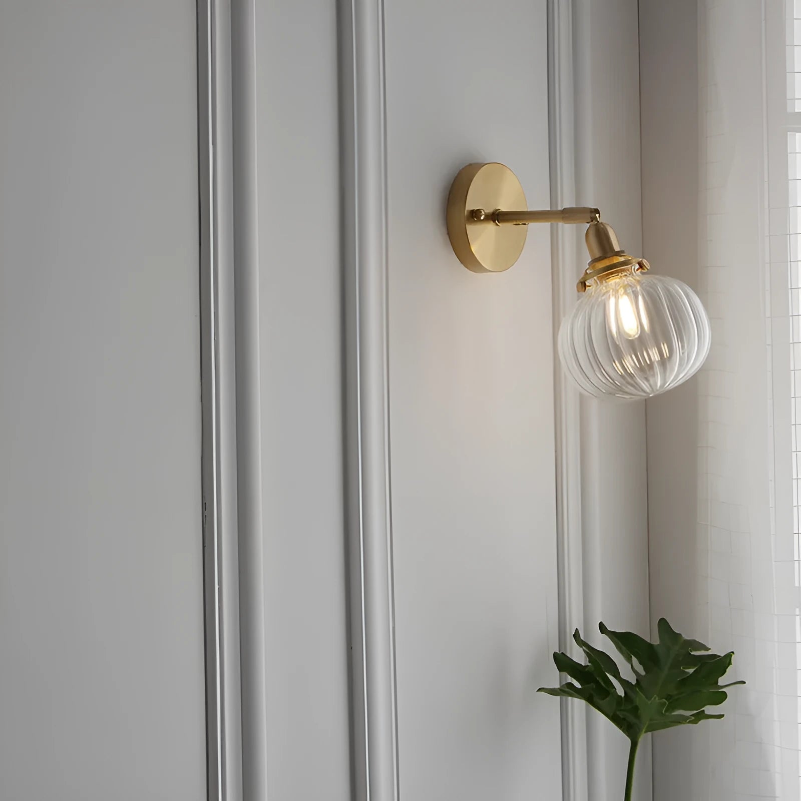 Pumpkin-shaped glass wall lamp with decorative design for living room or bedroom