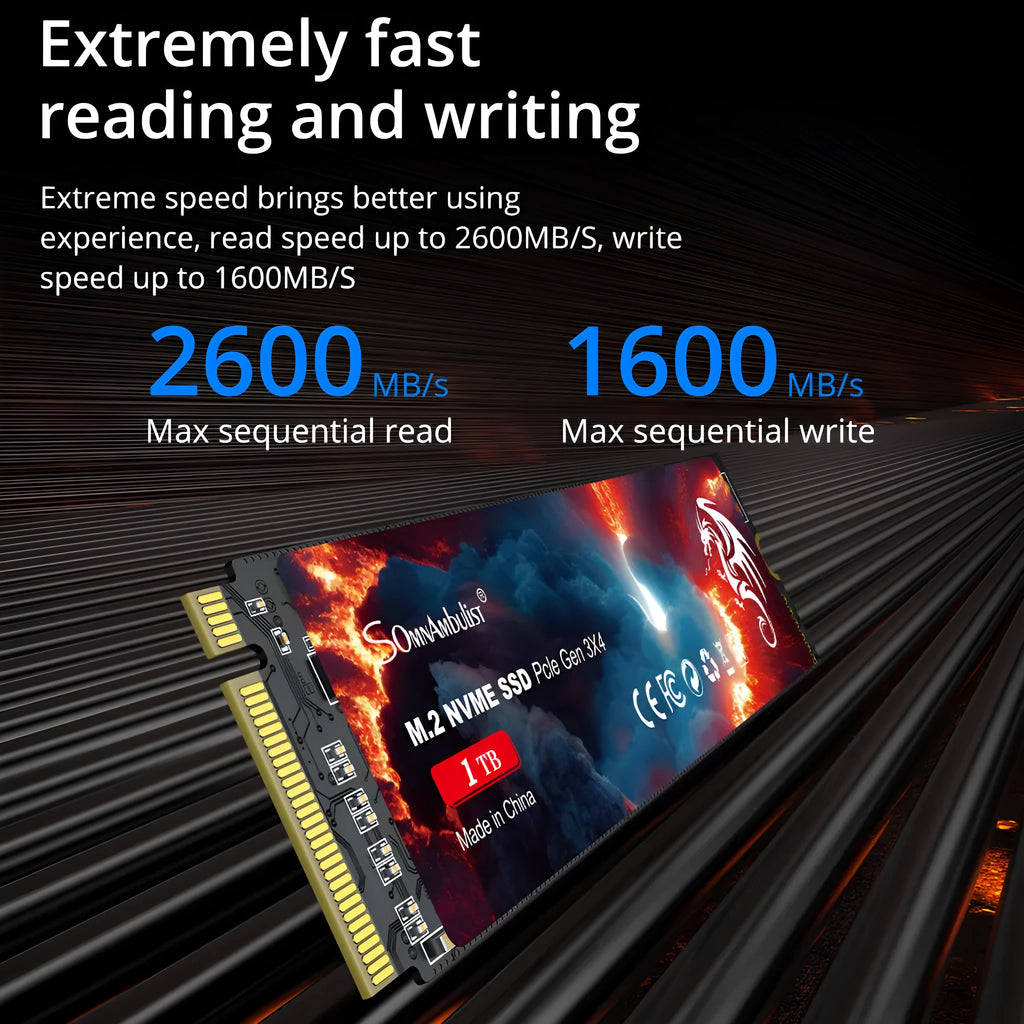M.2 NVMe solid state drive for desktop computers with PCIe 3.0 interface.