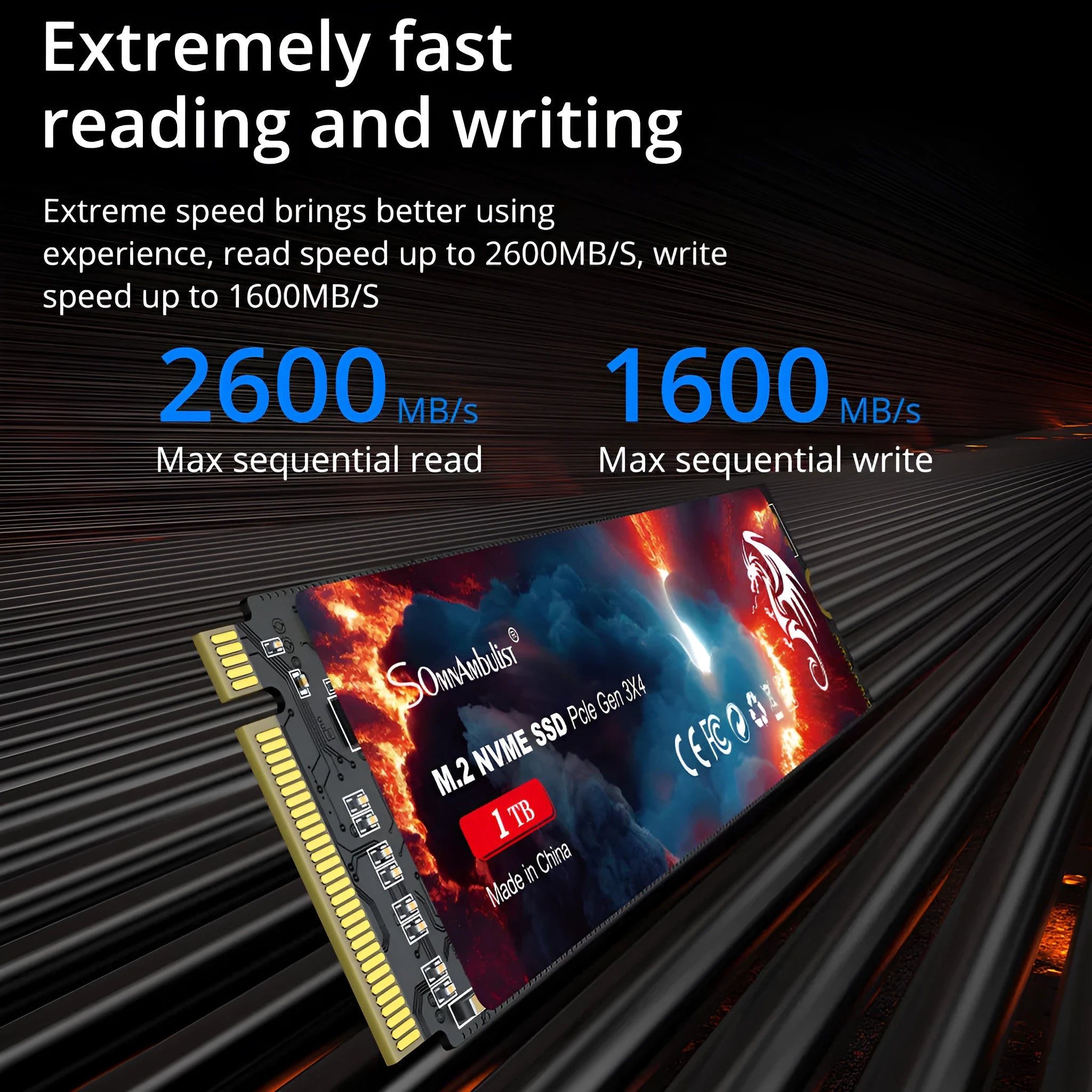 M.2 NVMe solid state drive for desktop computers with PCIe 3.0 interface.