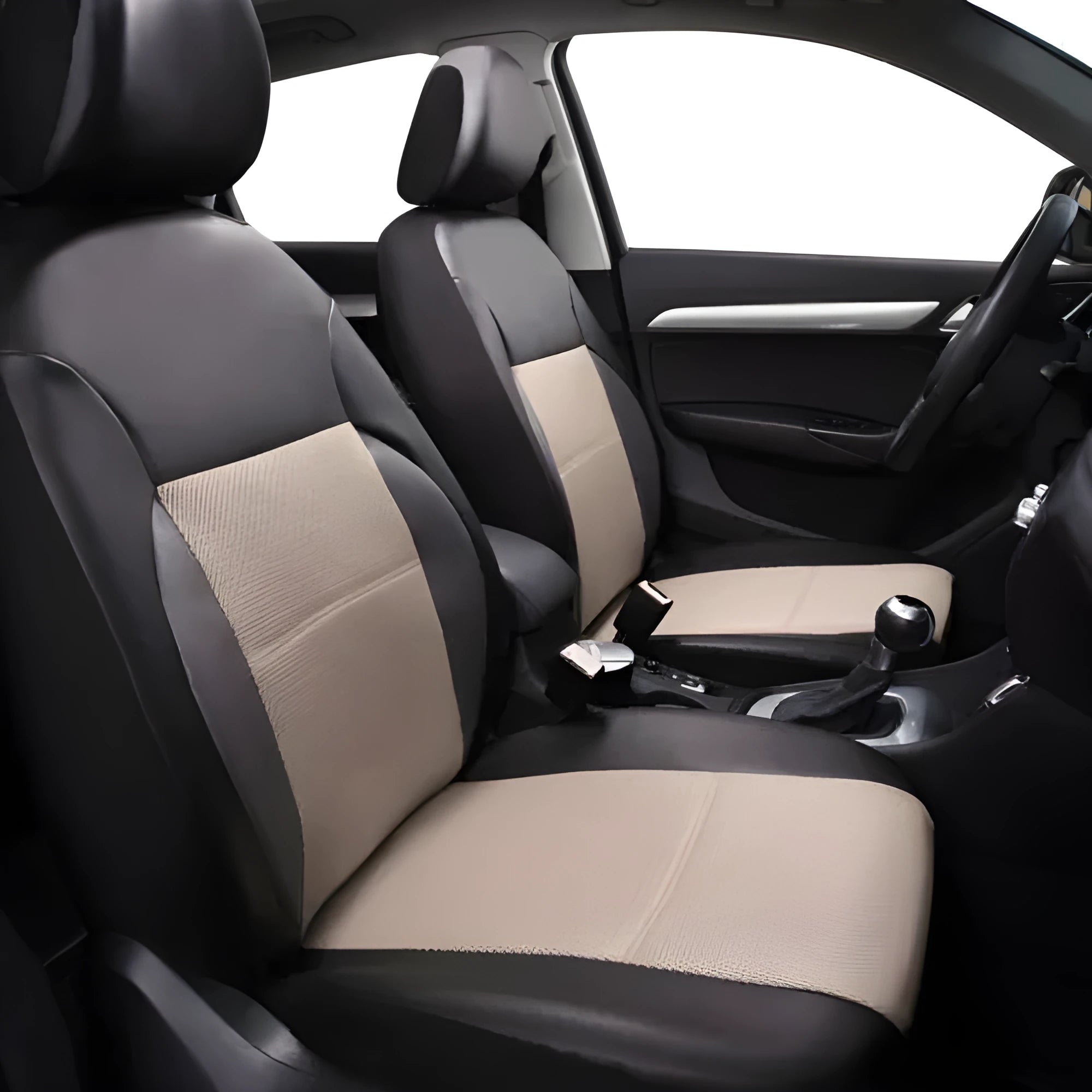 Artificial leather car seat covers in multiple colours with hook attachments for front and rear seats