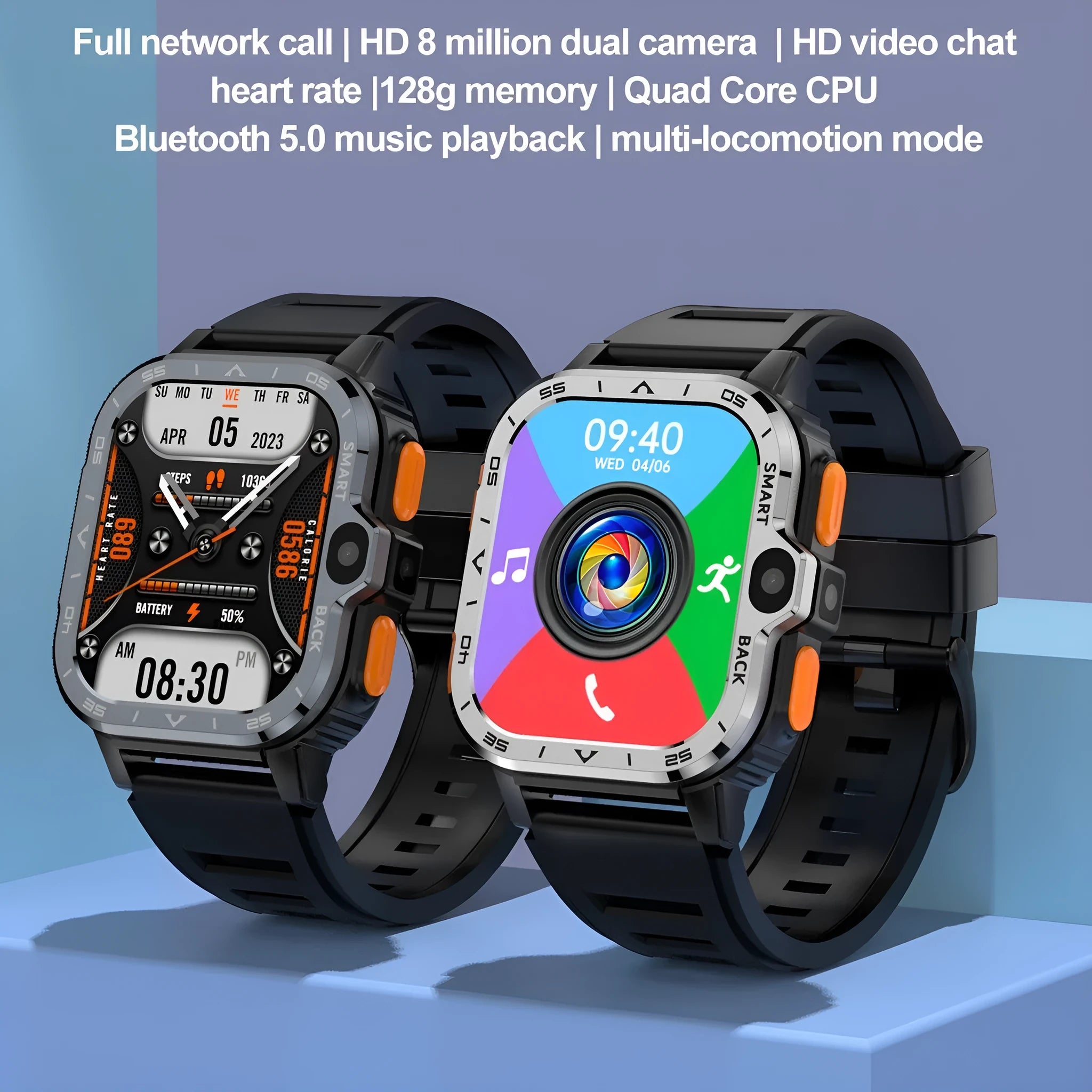 Student smart watch with TFT screen and heart rate monitoring, black version on wrist