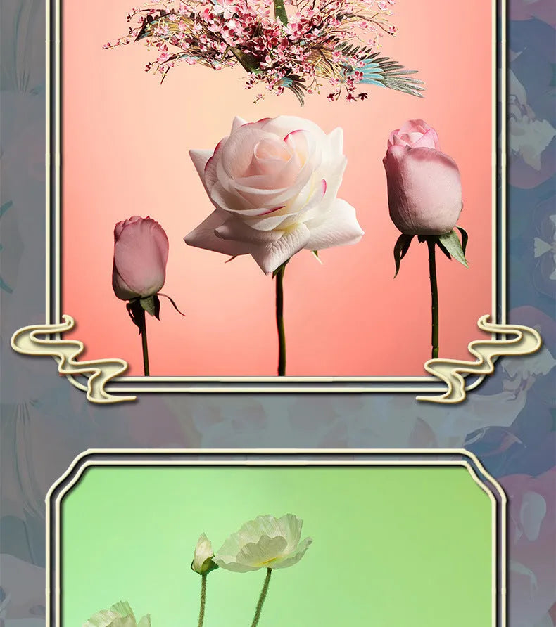 Flower crane metal puzzle assembled model with LED lighting and metal sheet background