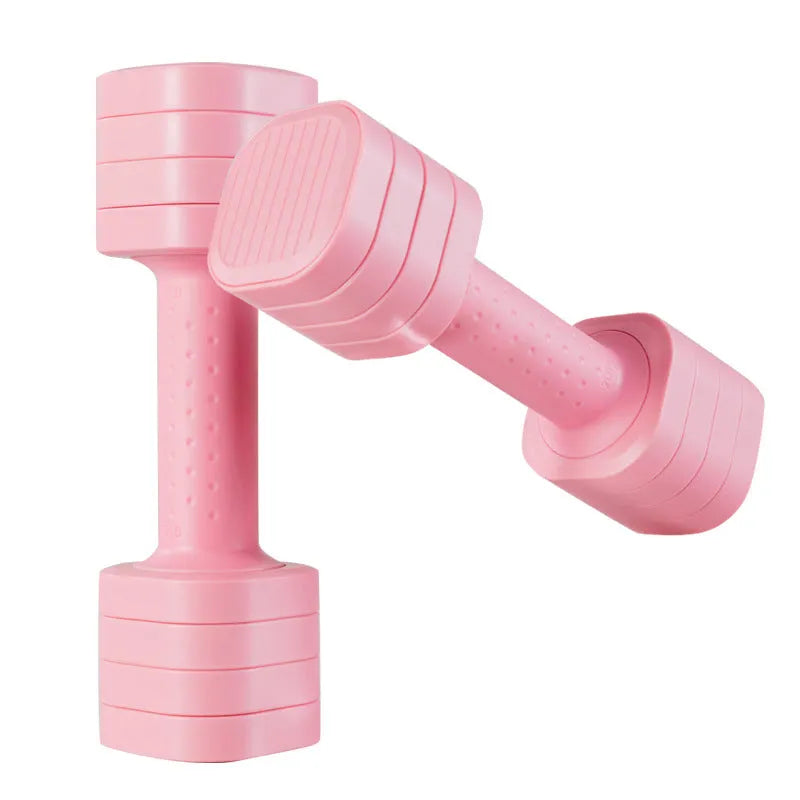 Women's detachable 5 lb dumbbell set in pink, blue, black, or purple colours