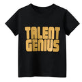Men's black geometric print loose fit T-shirt with short sleeves on hanger