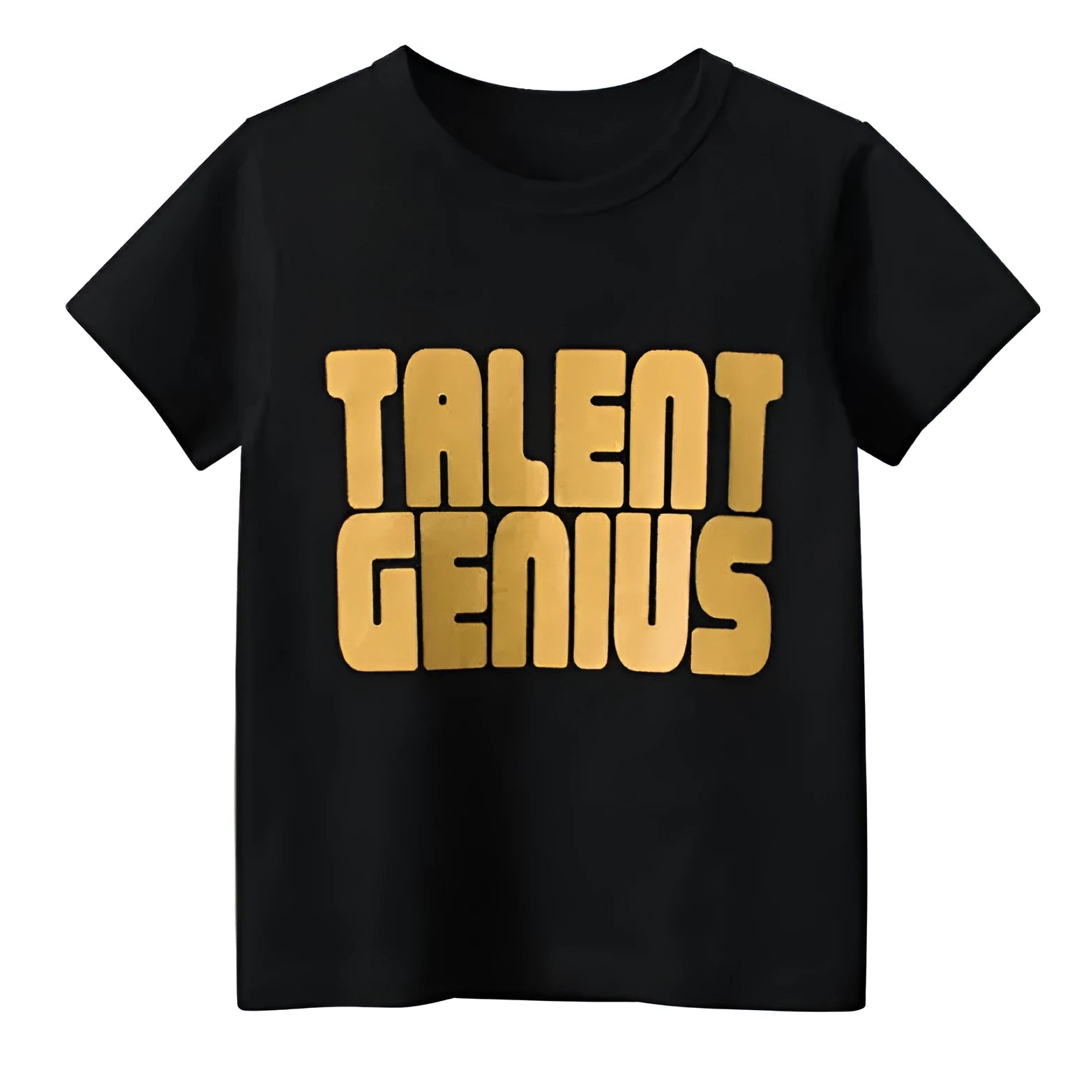 Men's black geometric print loose fit T-shirt with short sleeves on hanger