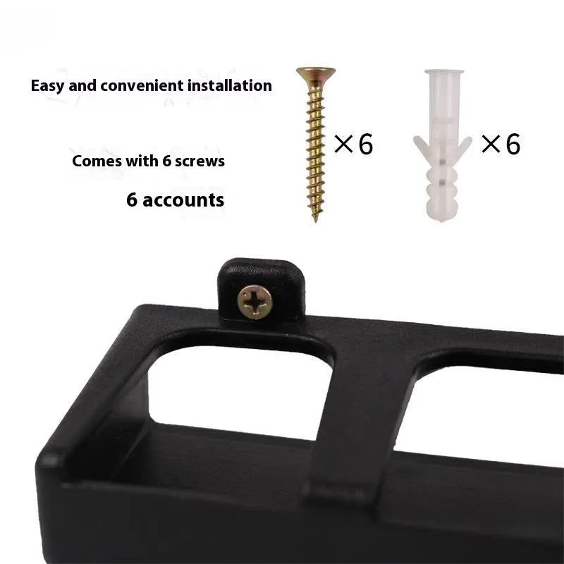 Black ABS plastic wall-mounted fishing rod holder rack in horizontal and upright style options