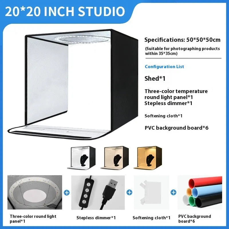 50cm studio light box with metal frame and folding design for product photography