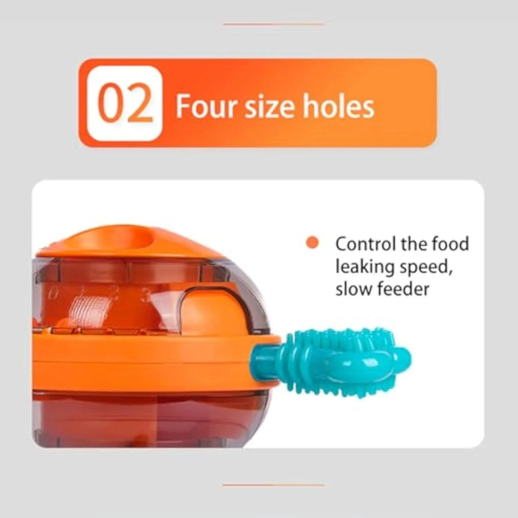 Interactive dog chew toy with rubber bones for small and medium puppies, shown as slow feeder puzzle