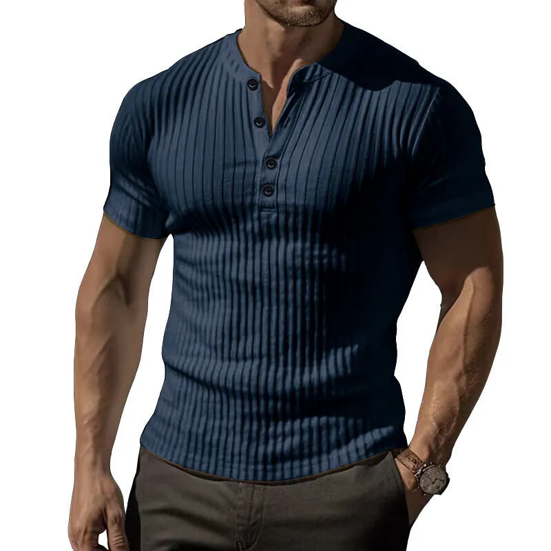 Men's slim-fit sports muscle t-shirt in polyester available in white, black, khaki, army green, navy blue