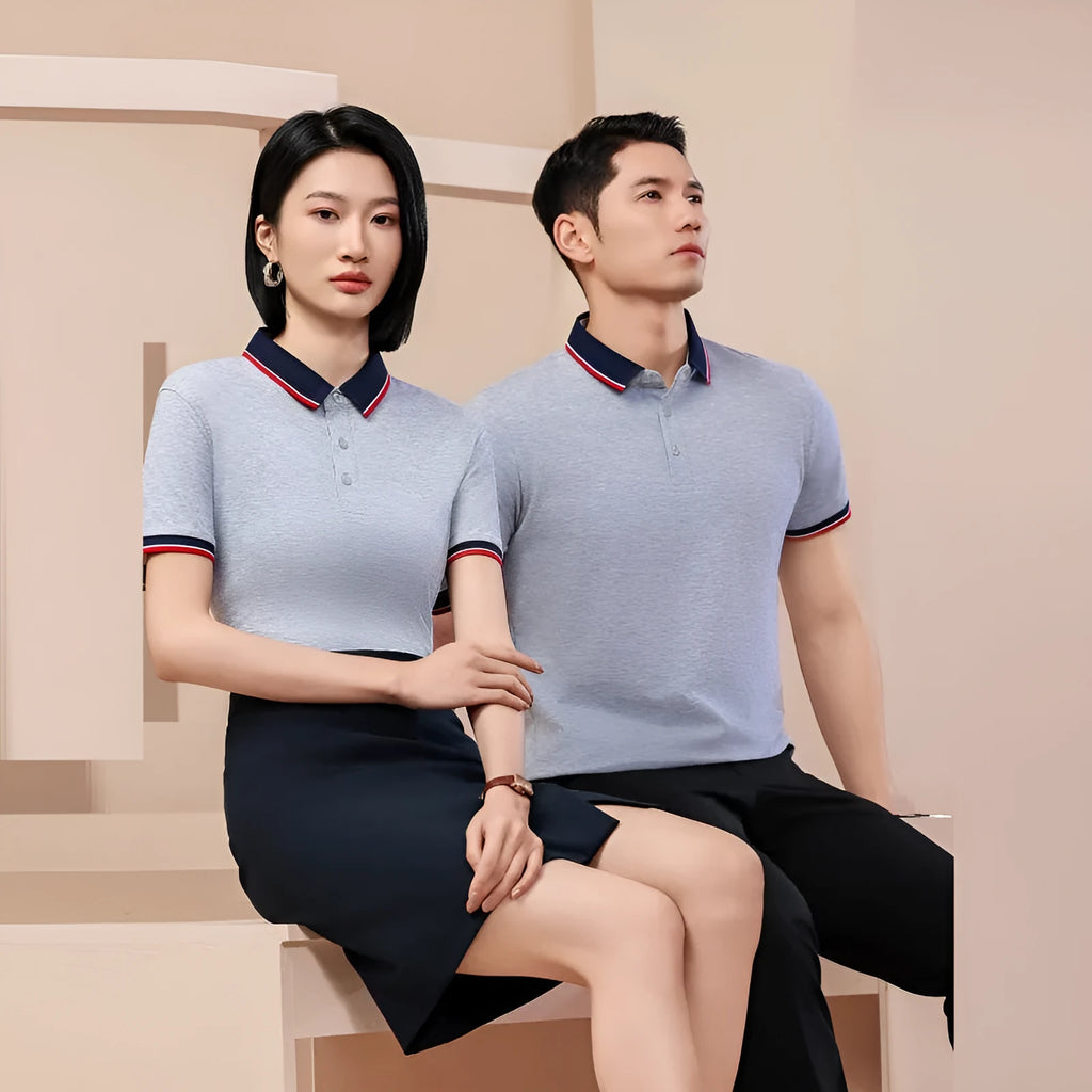 Men's and women's cotton work t-shirt in black, short sleeve, pearl cotton fabric, size S-8XL