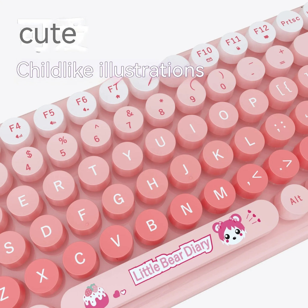 CANDY pink wireless keyboard and mouse set with compact design for notebook use