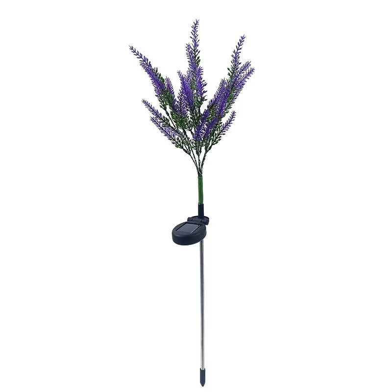 Solar-powered LED garden light with flower design in lavender colour, 74cm height
