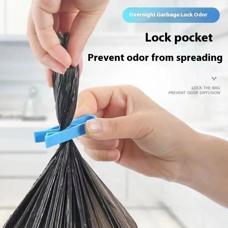 Ten black plastic garbage bag fixing clips for securing bin liners to waste bins