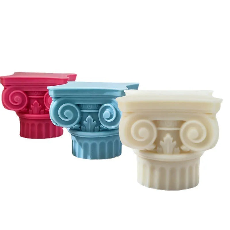 Flexible silicone Roman pillar mould for candles, baking, and craft projects.
