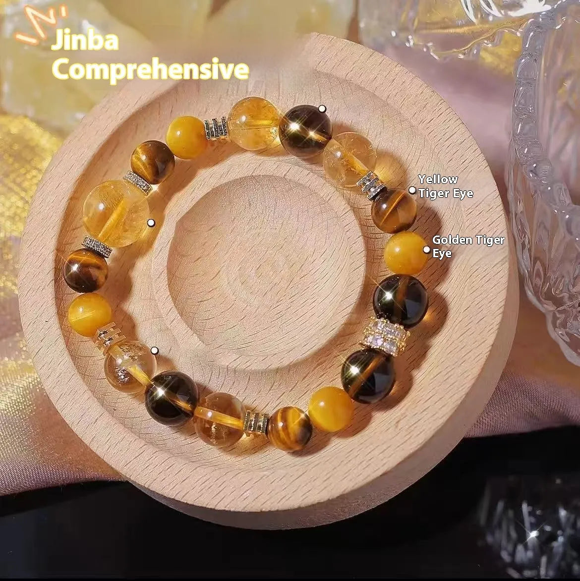 Natural yellow tower 10mm artificial crystal string beads bracelet with manual processing