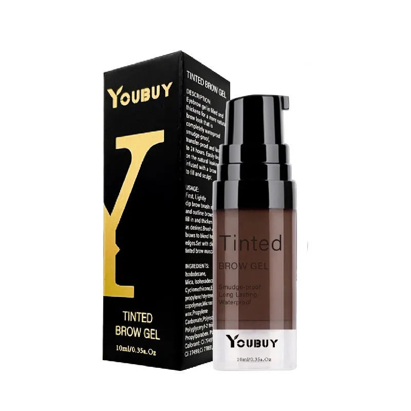 Waterproof brow cream tube in brown shade with applicator for eyebrow definition