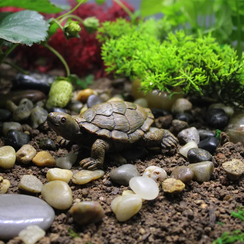 Realistic resin turtle garden ornament for micro landscape arrangements
