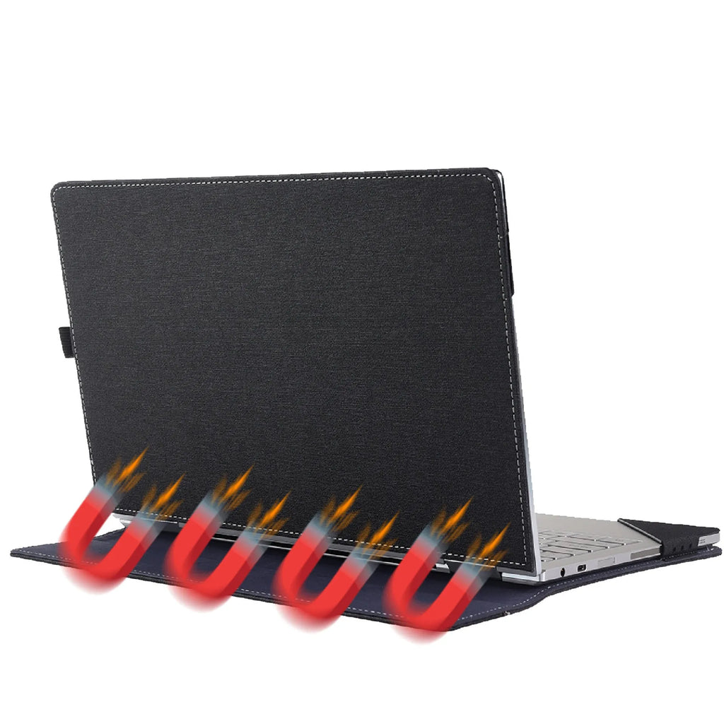 Black imitation leather protective sleeve for Microsoft Laptop6 with Chinese-style fabric decoration