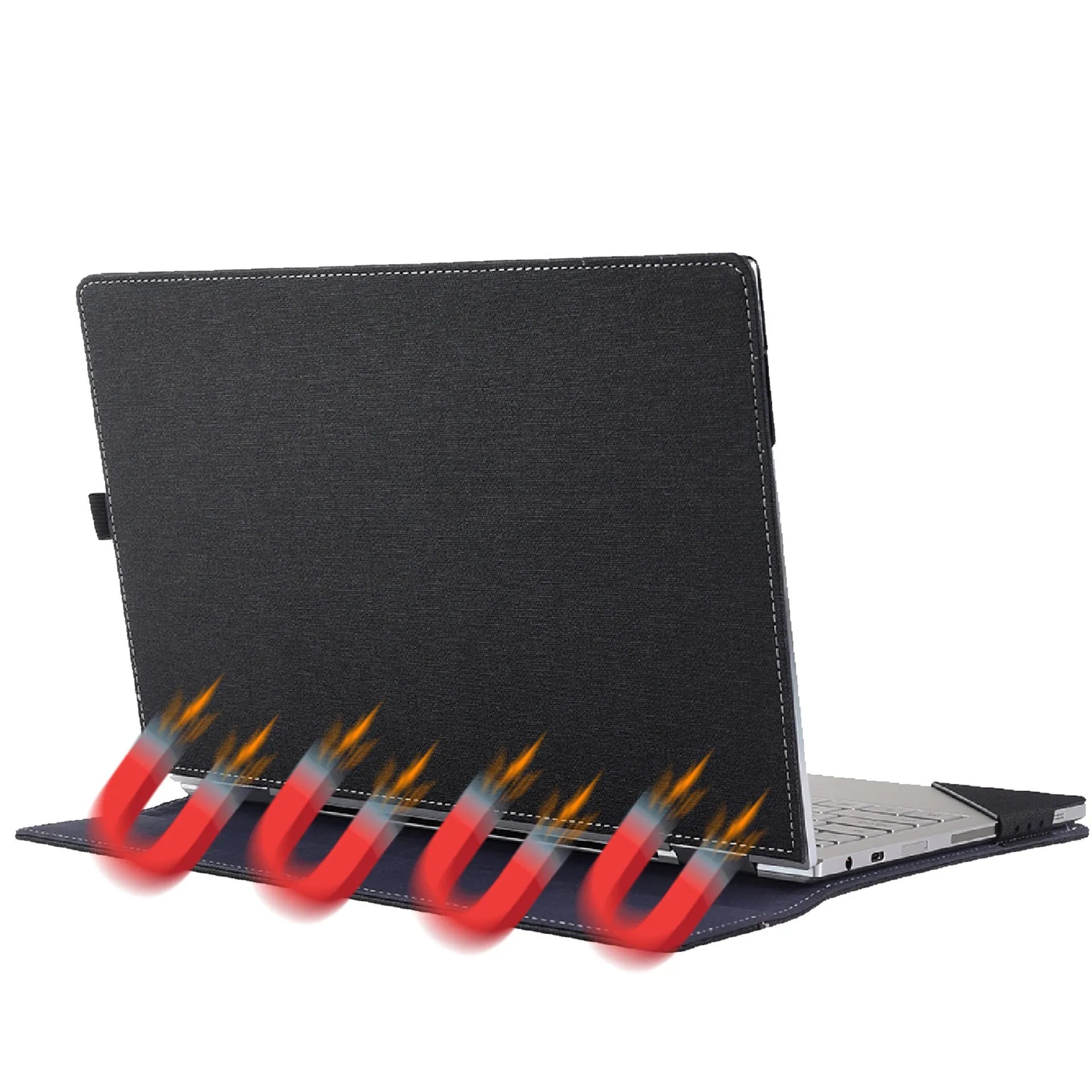 Black imitation leather protective sleeve for Microsoft Laptop6 with Chinese-style fabric decoration