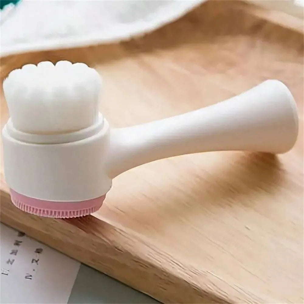 Blue nylon pet paw brush for dog and cat grooming with soft bristles